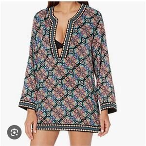 Nanette Lepore Swim Womens Colorful Paloma Embroidered Cover Up Top Small